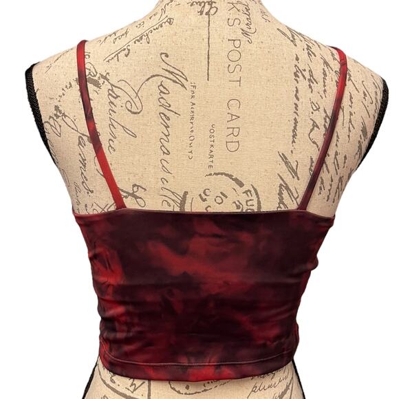 Oalka Red Black Tie Dye Workout Strap Sports Tank Bra Size X-Small - Picture 2 of 2